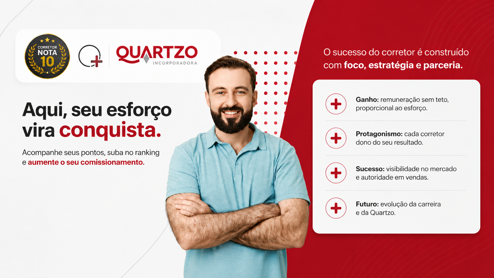 Aqui, seu esforço vira conquista: ganho, protagonismo, sucesso e futuro